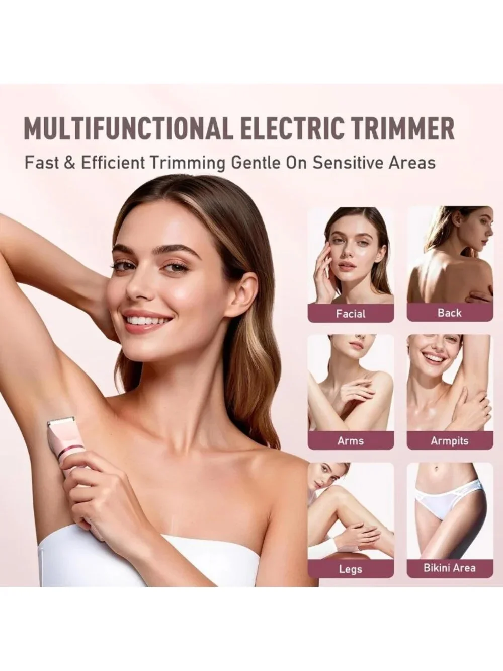 3-in-1 Waterproof Bikini Trimmer & Electric Razor for Women, LED Display